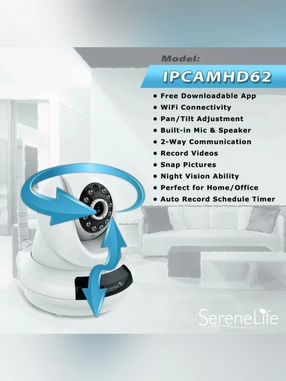Serenelife Wireless IP Home Security Camera HD 720p Wifi Cloud Cam 2 way Audio